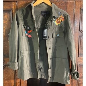 NWT Who What Wear Embroidered Utility Jacket